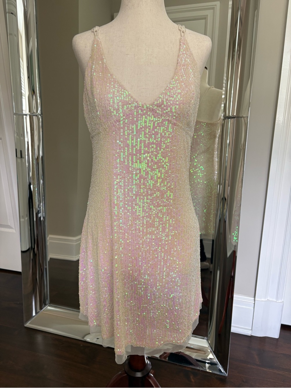 Free People Iridescent Pink Sequin Slip Dress